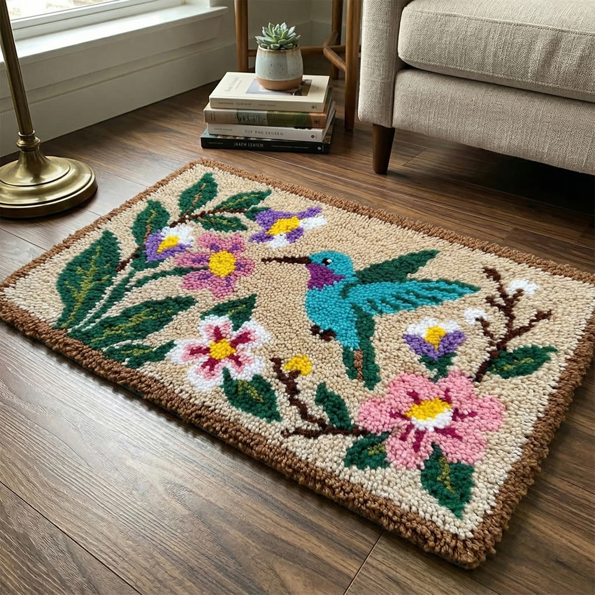 Rubbyoo Latch Hook Rug Kit - Floral Bird | Animal Path Mat | Nice Housewarming Gift - image 5
