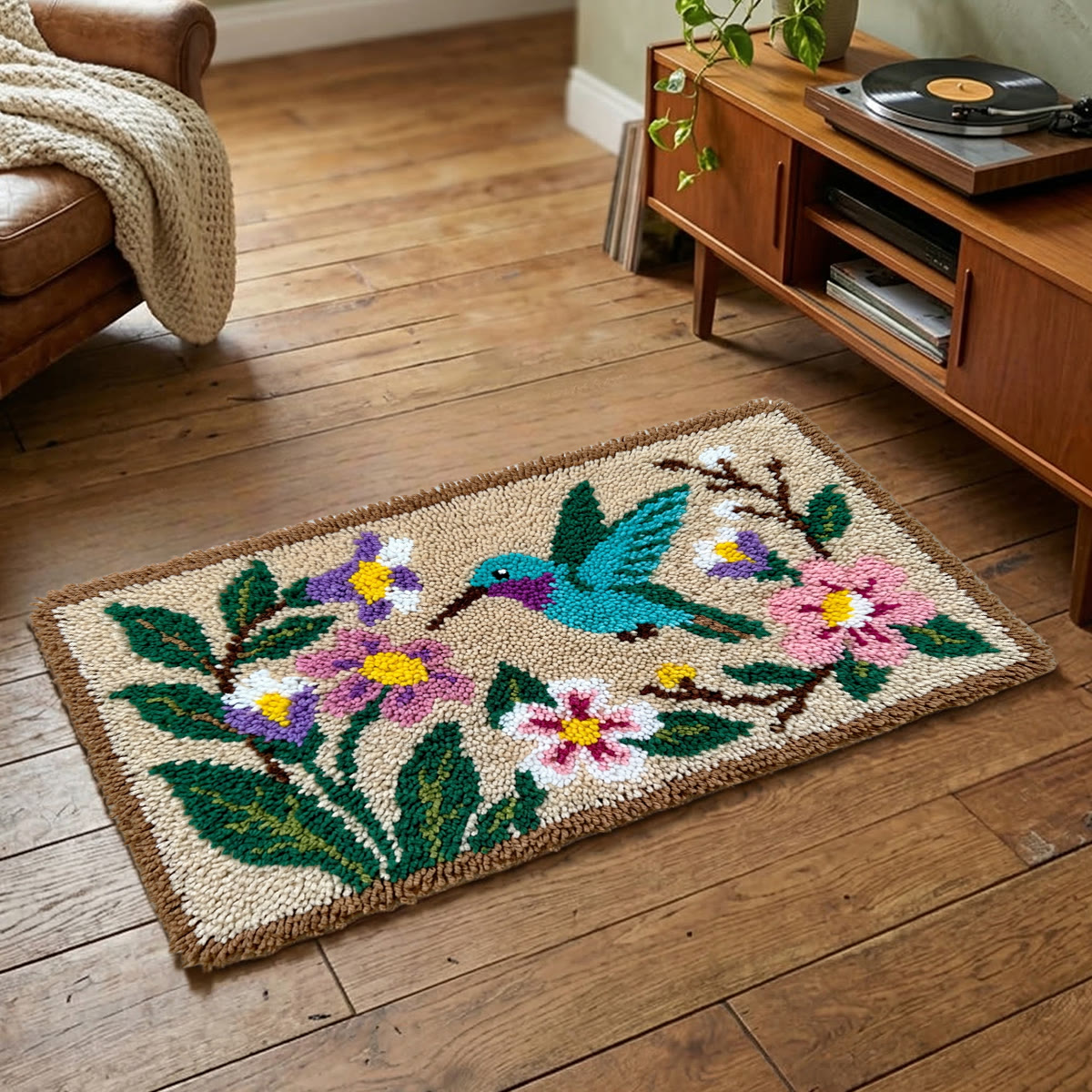 Rubbyoo Latch Hook Rug Kit - Floral Bird | Animal Path Mat | Nice Housewarming Gift - image 4