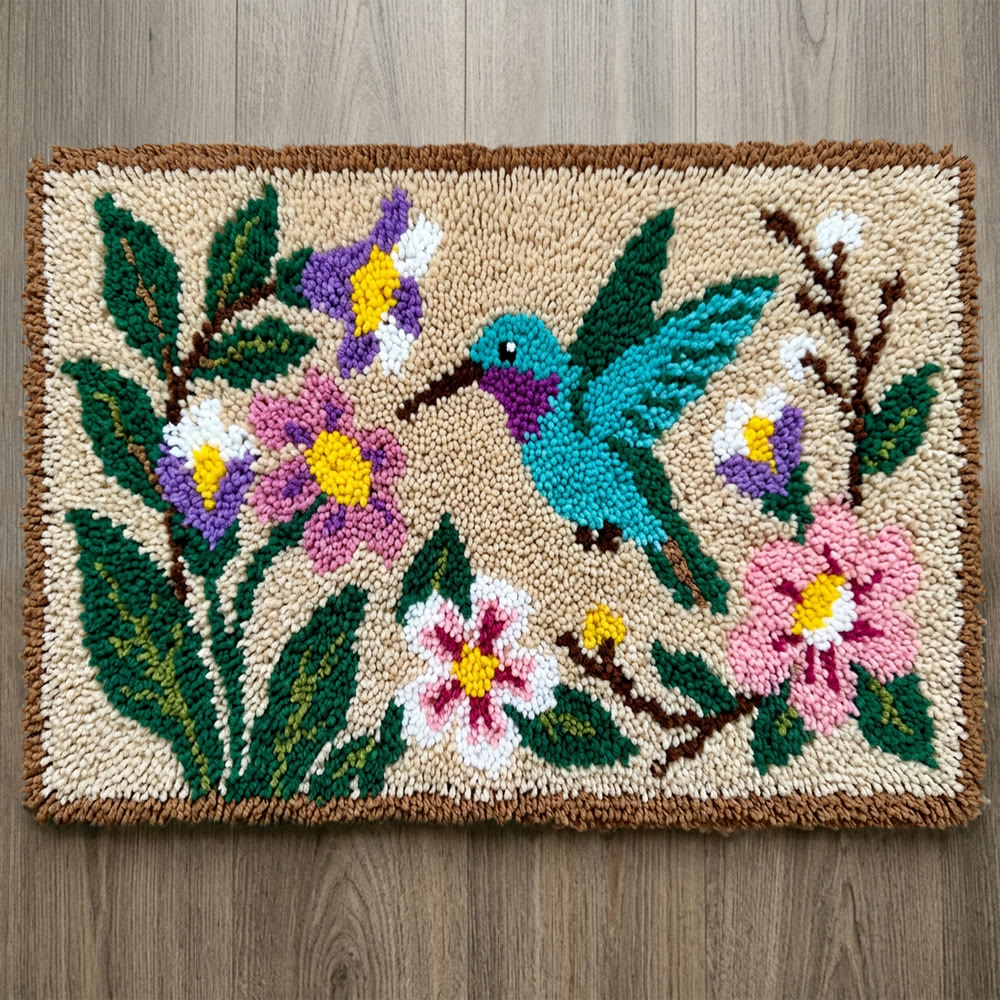 Rubbyoo Latch Hook Rug Kit - Floral Bird | Animal Path Mat | Nice Housewarming Gift - 75×50cm - image 1