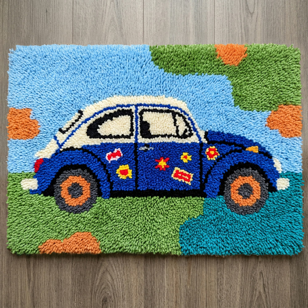 Rubbyoo Latch Hook Rug Kit - Retro-style Car | Car Lover Gift | New Home Gift - 75×50cm - image 1