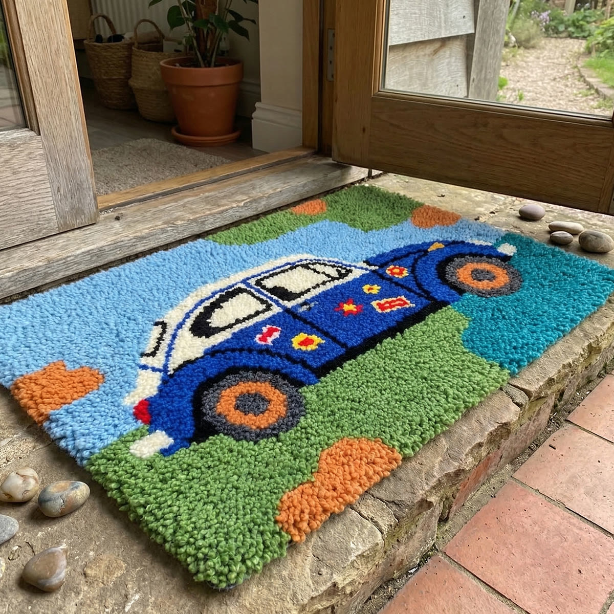 Rubbyoo Latch Hook Rug Kit - Retro-style Car | Car Lover Gift | New Home Gift - image 3