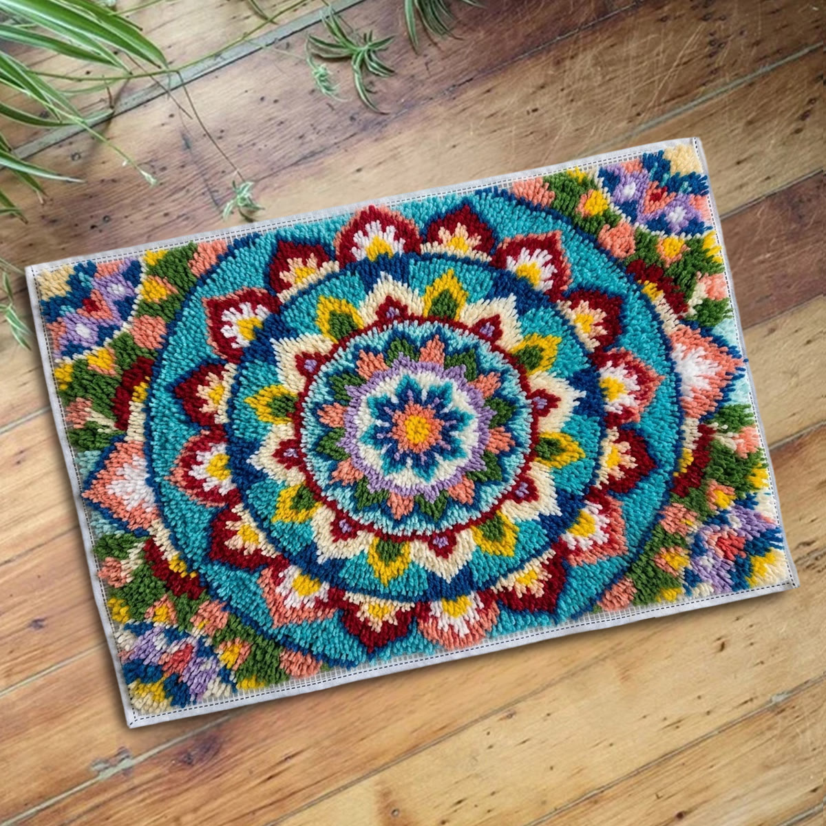 Rubbyoo Latch Hook Rug Kit - Mandala Design |  Diy Rug For Beginner | Handmede Outdoor Mat  - image 5