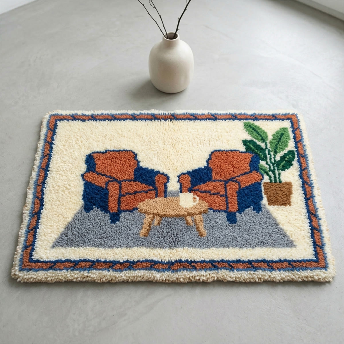 Rubbyoo Latch Hook Rug Kit - Cozy Time | Handmade Living Room Mat | Perfect Home Decoration - image 5