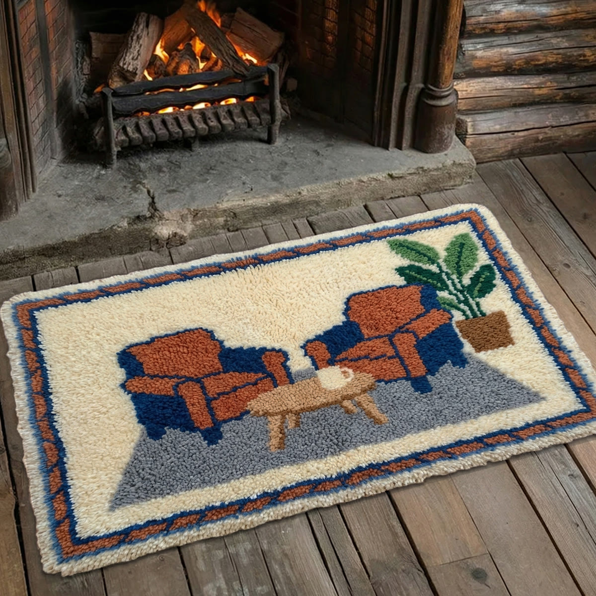 Rubbyoo Latch Hook Rug Kit - Cozy Time | Handmade Living Room Mat | Perfect Home Decoration - image 4