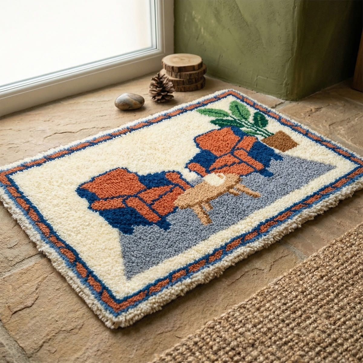 Rubbyoo Latch Hook Rug Kit - Cozy Time | Handmade Living Room Mat | Perfect Home Decoration - image 3