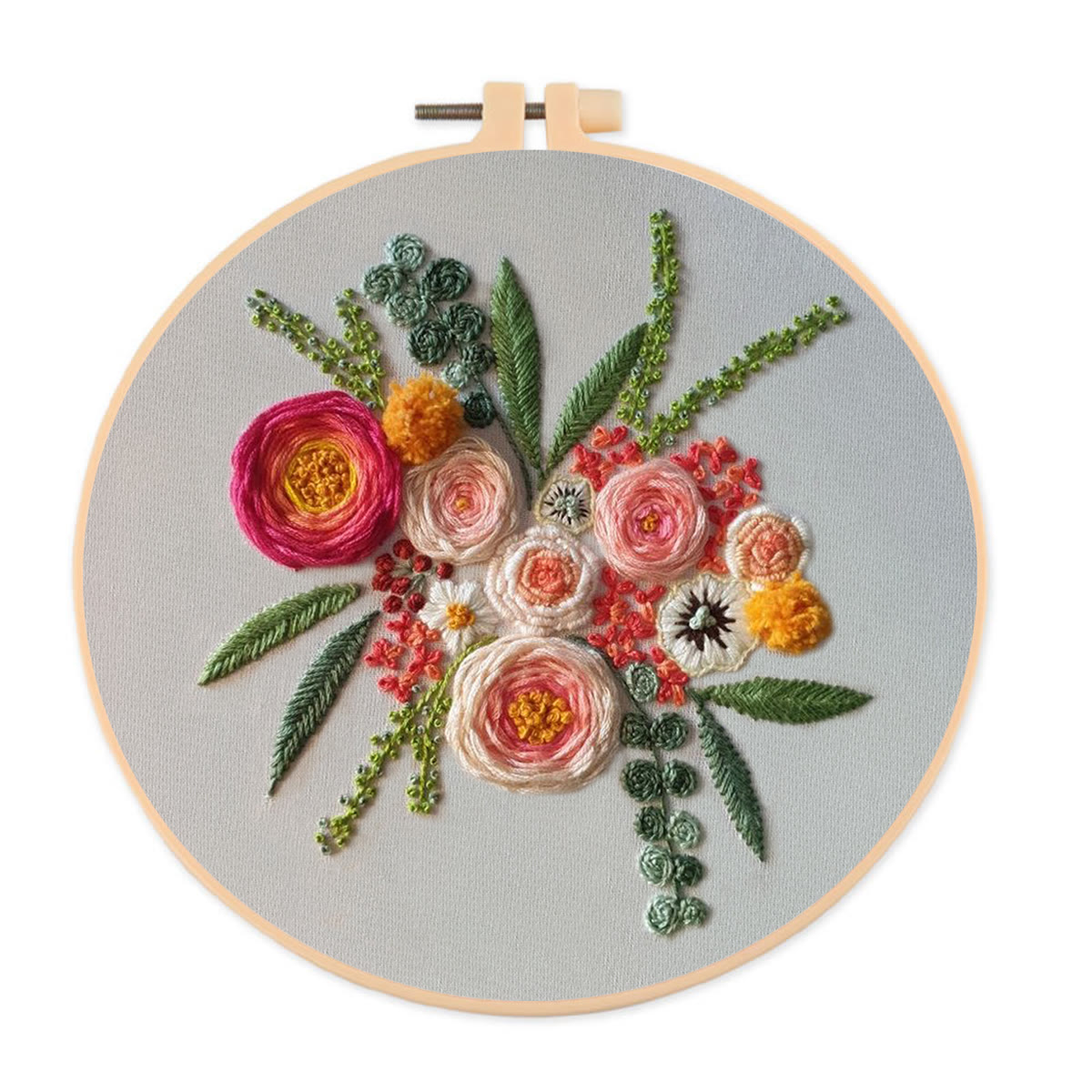 Rubbyoo Embroidery Kit - Spring Blooming | Floral Handmade Craft | Diy Sewing Art - 20*20cm - image 1