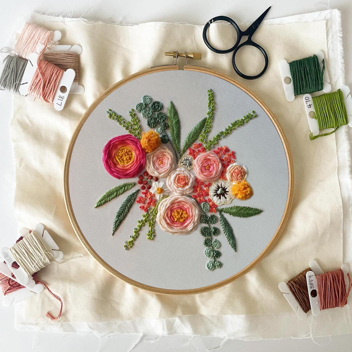 Rubbyoo Embroidery Kit - Spring Blooming | Floral Handmade Craft | Diy Sewing Art - image 6