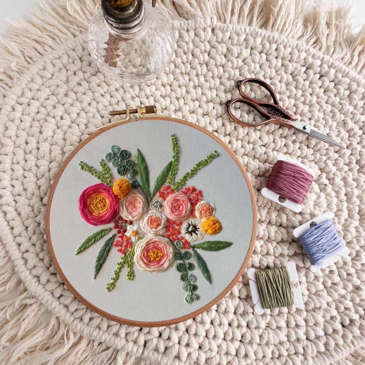 Rubbyoo Embroidery Kit - Spring Blooming | Floral Handmade Craft | Diy Sewing Art - image 3