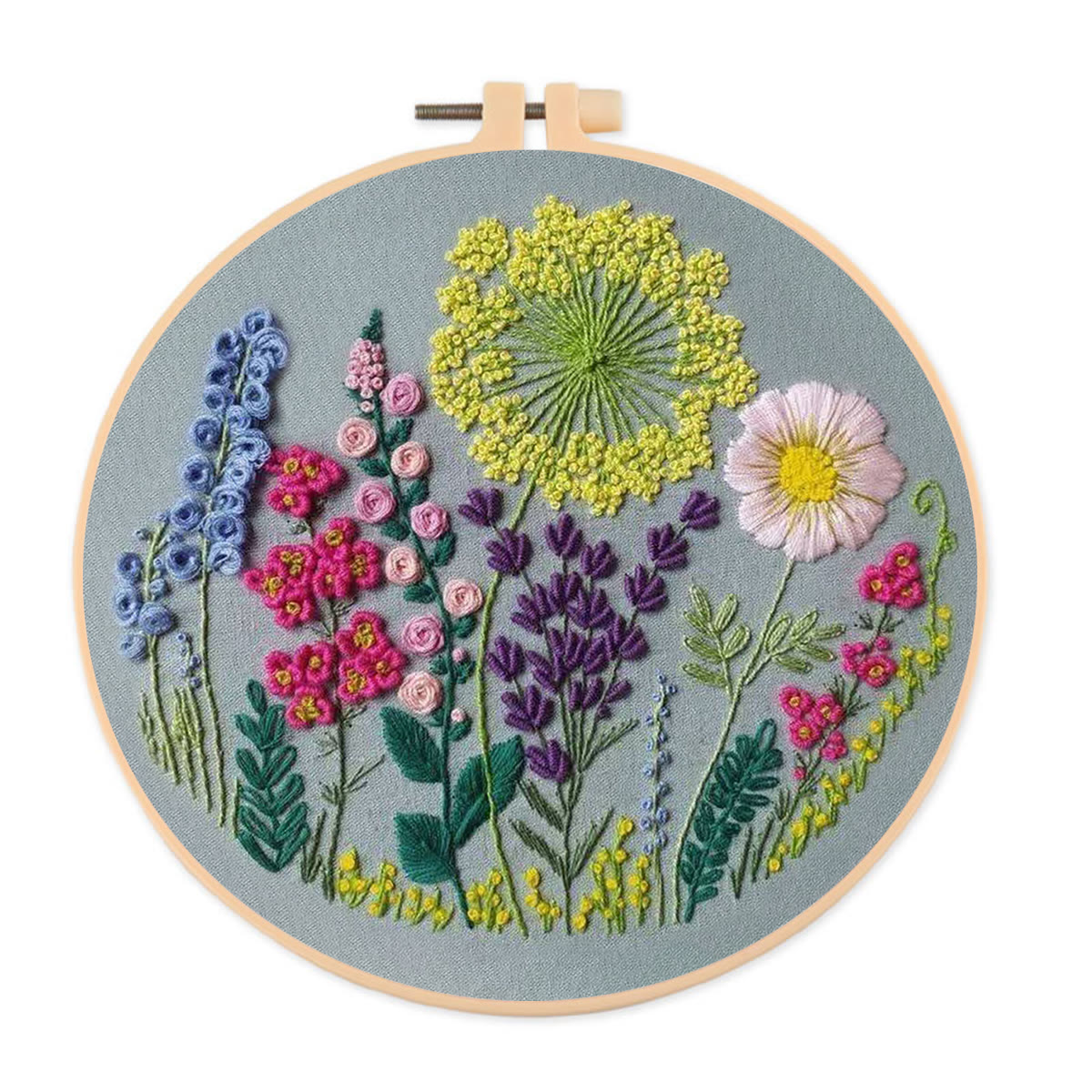 Rubbyoo Embroidery Kit - Wildflowers | Flower Embroidery Pattern| Diy Sewing Kit - 20*20cm - image 1