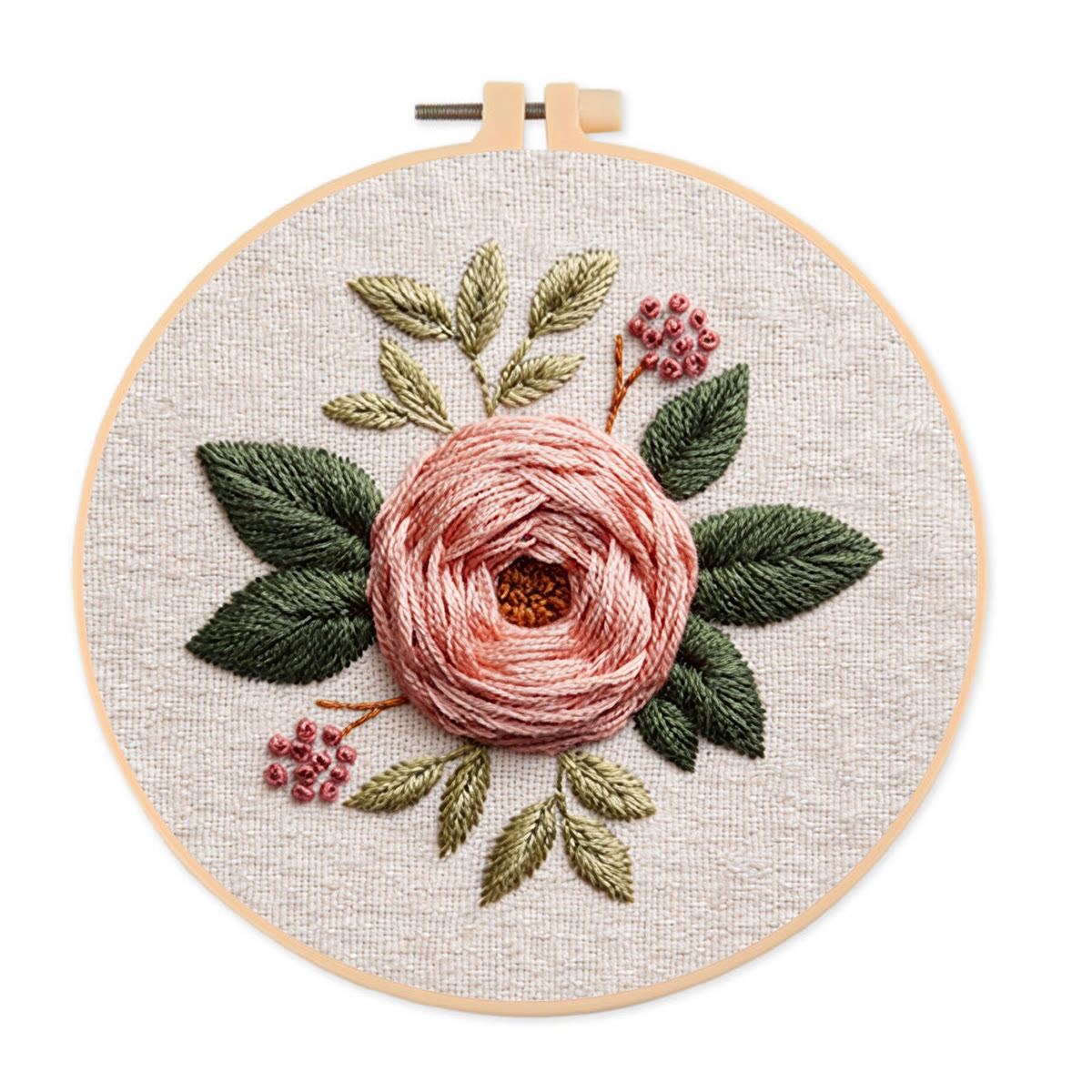 Rubbyoo Embroidery Kit - Charming Rose | Floral Design Art | Embroidery Pattern For Beginner - 20*20cm - image 1