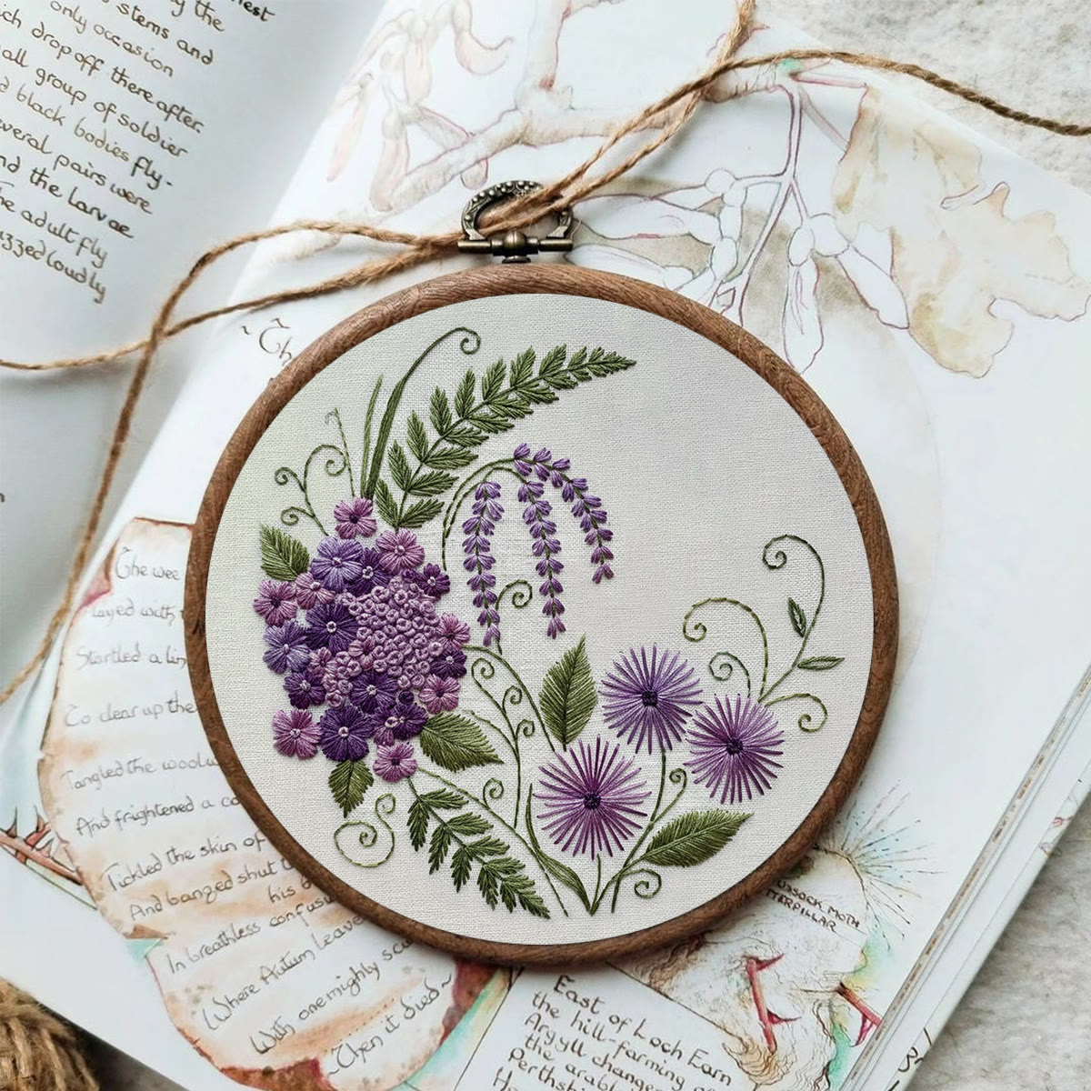 Rubbyoo Embroidery Kit - Purple Flower | Beginner Friendly Hoop Art | Gift For Her - image 2