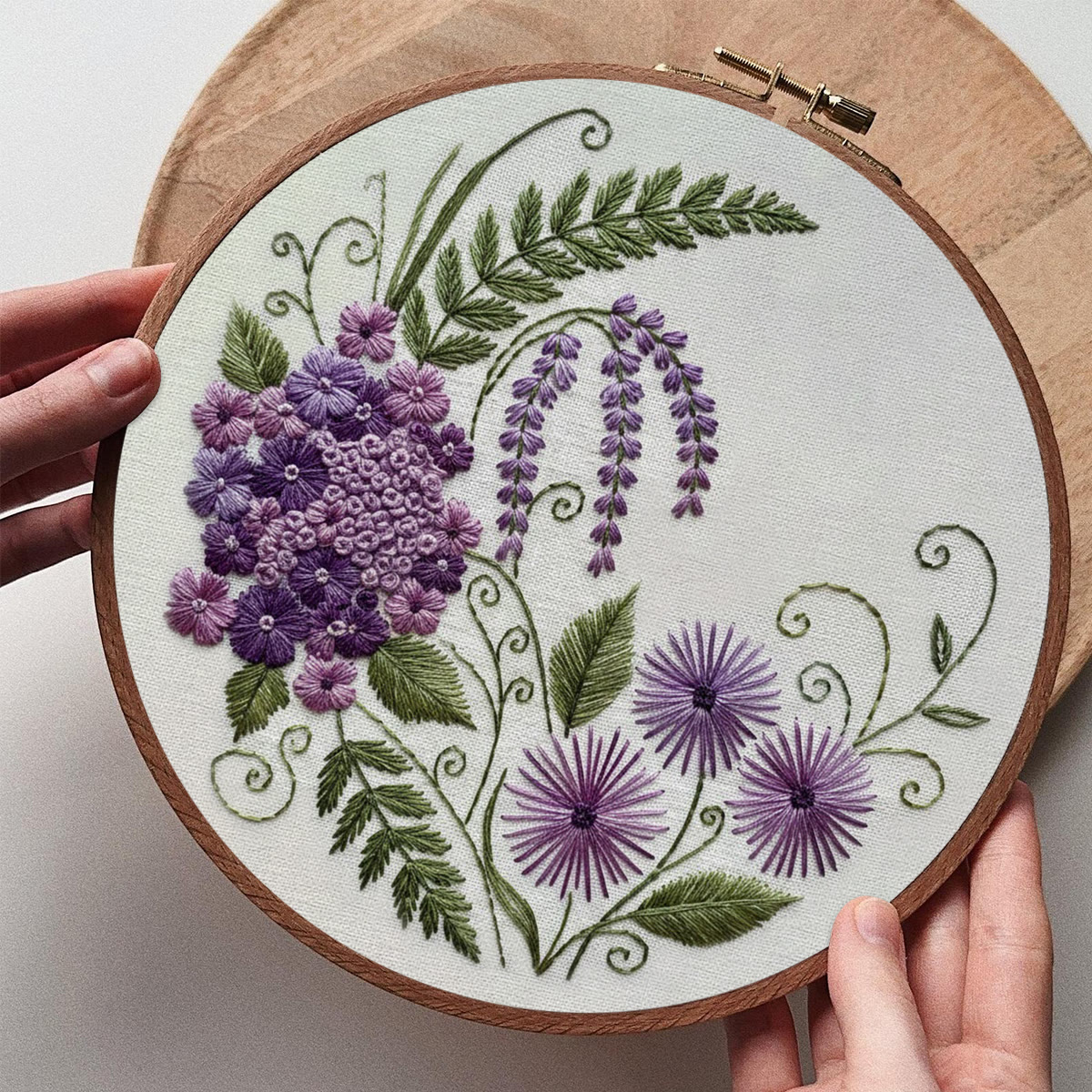 Rubbyoo Embroidery Kit - Purple Flower | Beginner Friendly Hoop Art | Gift For Her - image 8