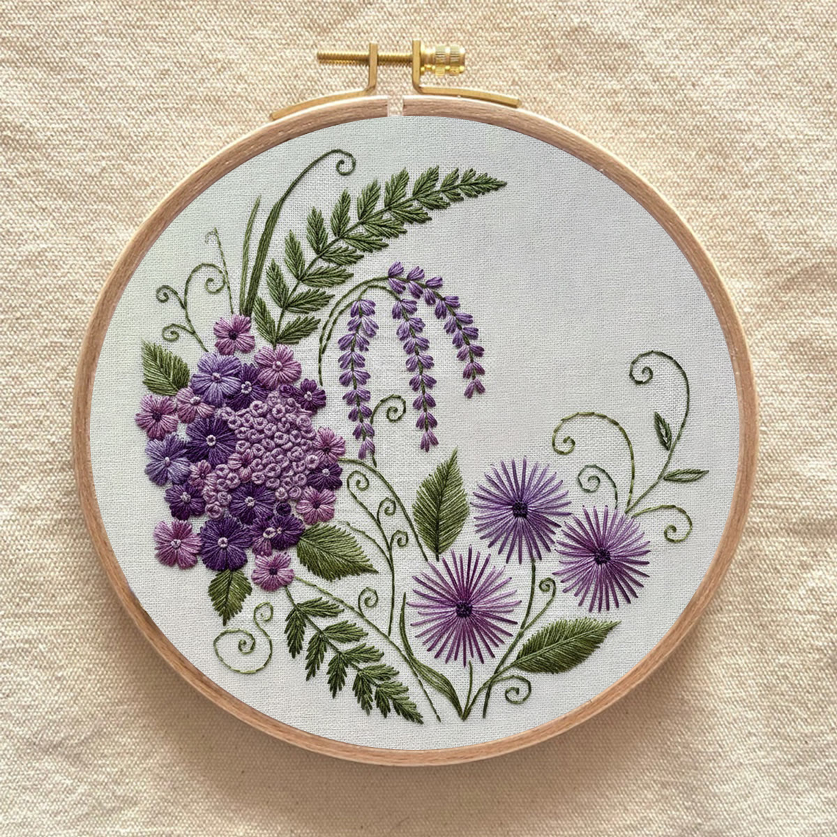 Rubbyoo Embroidery Kit - Purple Flower | Beginner Friendly Hoop Art | Gift For Her - image 7