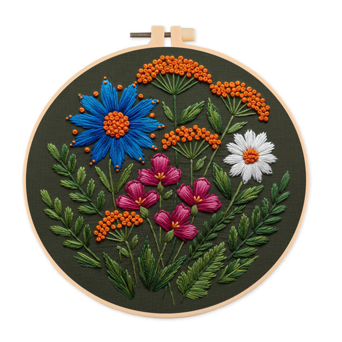 Rubbyoo Embroidery Kit - Colorful Wildflowers | Beginner Diy Spring Craft | Idea Handmade Gift - 20*20cm - image 1