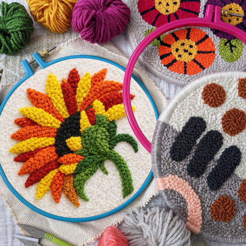 Abstract Sunflower Punch Needle Kit - Stunning Yarn Craft | Perfect Wall Decor - image 9