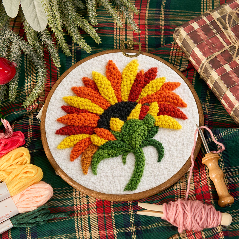 Abstract Sunflower Punch Needle Kit - Stunning Yarn Craft | Perfect Wall Decor - image 5