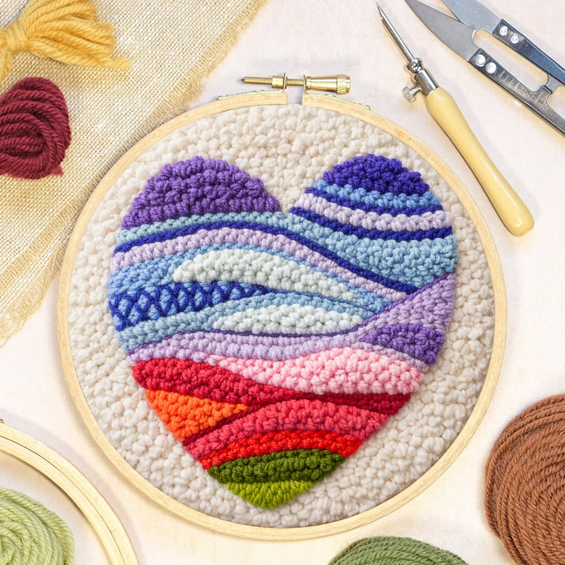 Vivid Heart Punch Needle Kit - Idea Handmade Craft | Perfect Gift For Mom - image 3