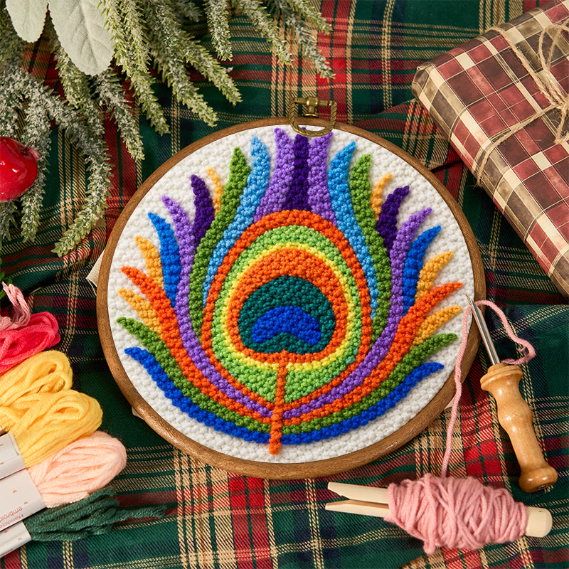 Peacock Feather Punch Needle Kit - Creative Yarn Art | Nice Hanging Ornament - image 6