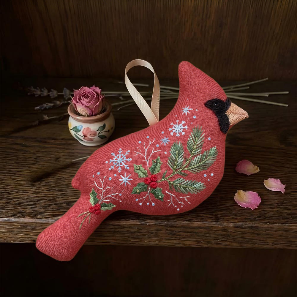 Rubbyoo Cardinal Embroidery Kit - Snowflake Flower Design | Unique Handmade Gift | Soft Fabric Decor - image 8