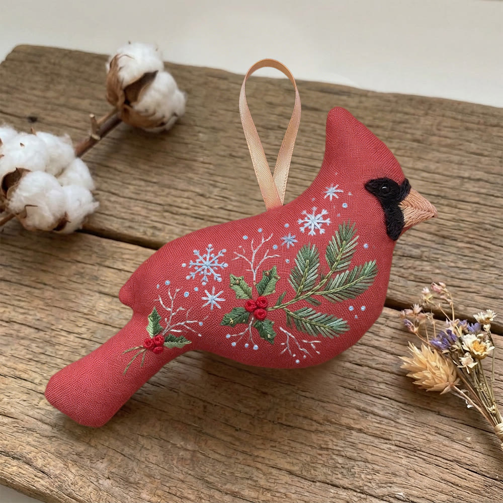 Rubbyoo Cardinal Embroidery Kit - Snowflake Flower Design | Unique Handmade Gift | Soft Fabric Decor - image 7