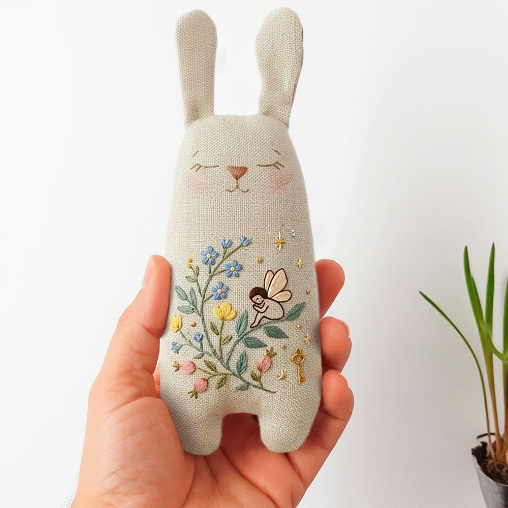 Rubbyoo Bunny Toy Embroidery Kit - The Flower Fairy | Diy Kit Kids | Diy Embroidery Kit - 8 inches hoop kit - image 1