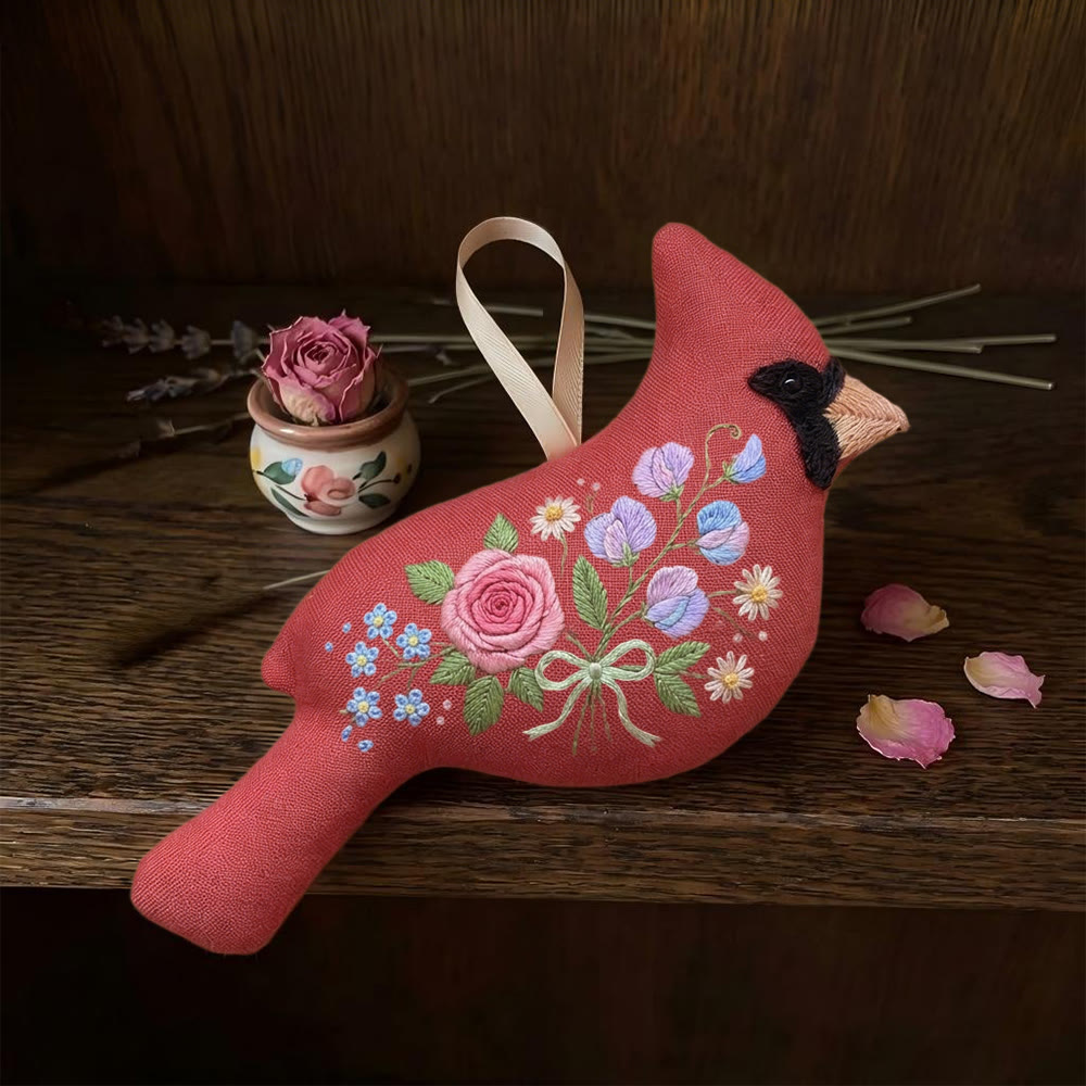 Rubbyoo Cardinal Embroidery Kit - Romantic Flower Pattern | Gift For Women | Boho Home Decor - image 8