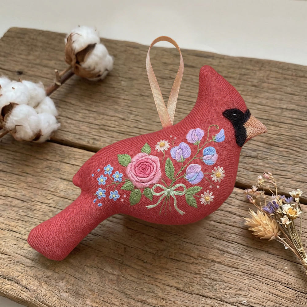 Rubbyoo Cardinal Embroidery Kit - Romantic Flower Pattern | Gift For Women | Boho Home Decor - image 7