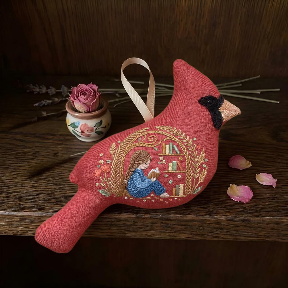 Rubbyoo Cardinal Embroidery Kit - Girl Reading Design | Reading Lover Gift | Hanging Needlework Ornament - image 8