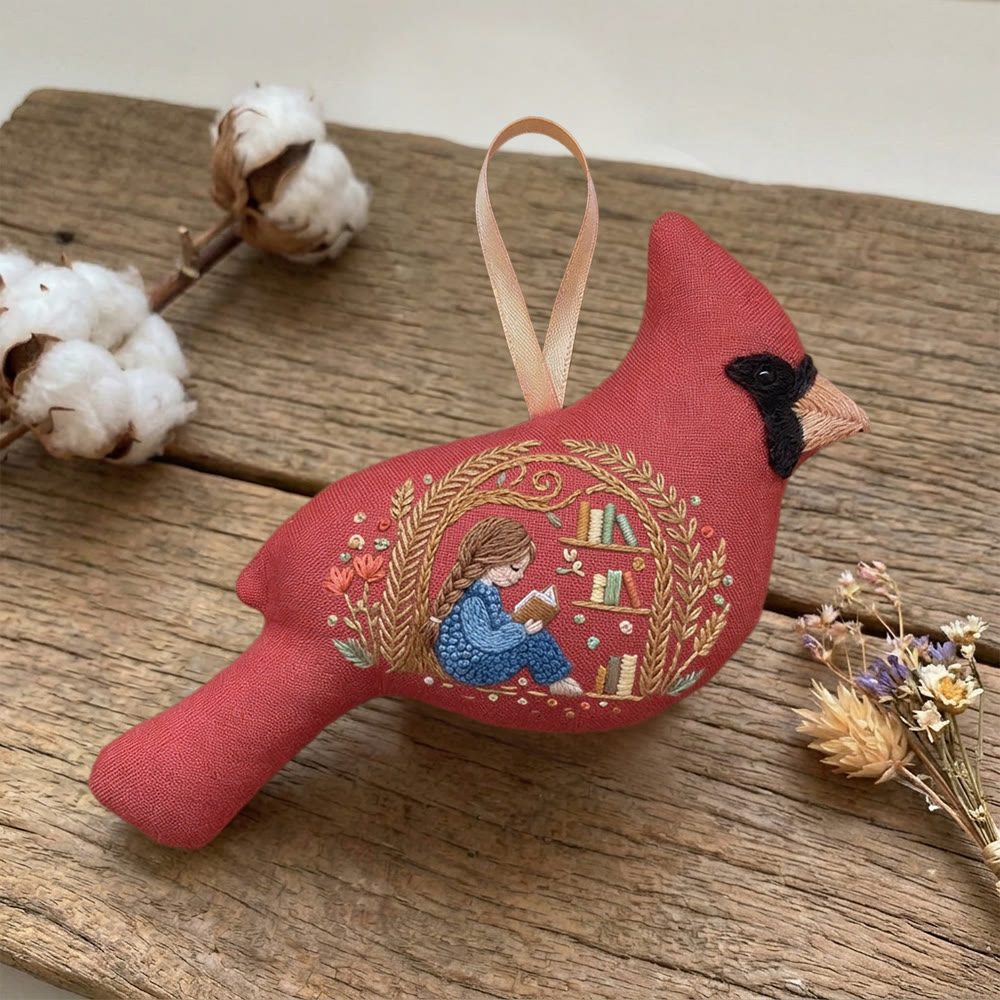 Rubbyoo Cardinal Embroidery Kit - Girl Reading Design | Reading Lover Gift | Hanging Needlework Ornament - image 7