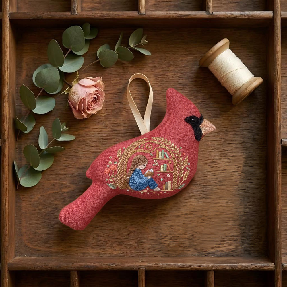 Rubbyoo Cardinal Embroidery Kit - Girl Reading Design | Reading Lover Gift | Hanging Needlework Ornament - image 6