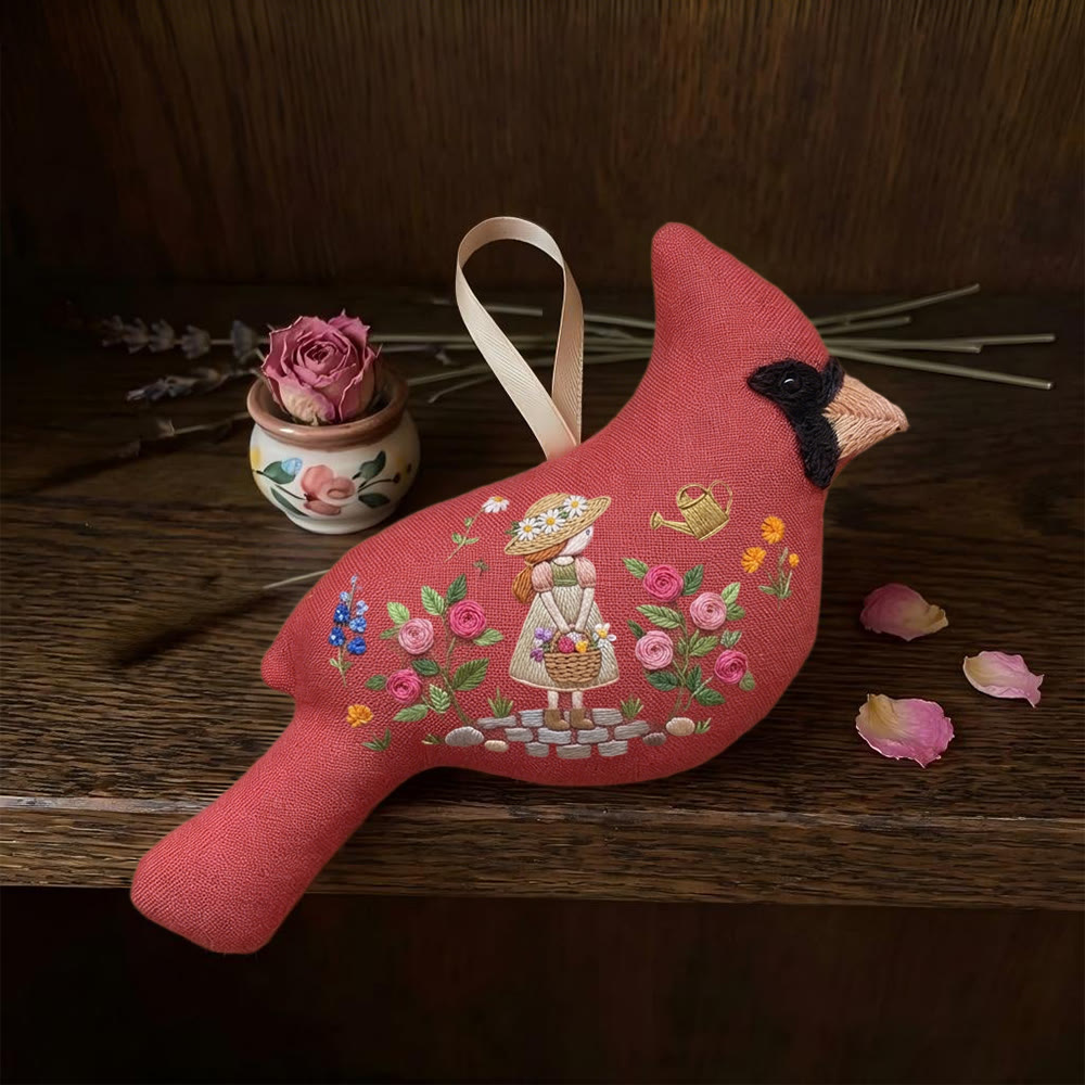 Rubbyoo Cardinal Embroidery Kit - Gardener Girl Art | Unique Gift Idea | Whimsical Ornament - image 7