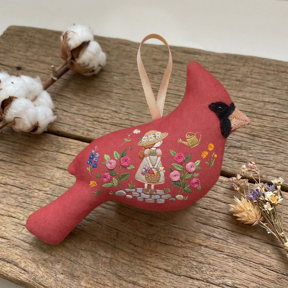 Rubbyoo Cardinal Embroidery Kit - Gardener Girl Art | Unique Gift Idea | Whimsical Ornament - image 8