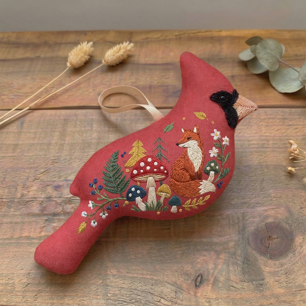 Rubbyoo Cardinal Embroidery Kit - Fox And Mushroom | Birthday Gift | Fairy Forest Decor - image 4