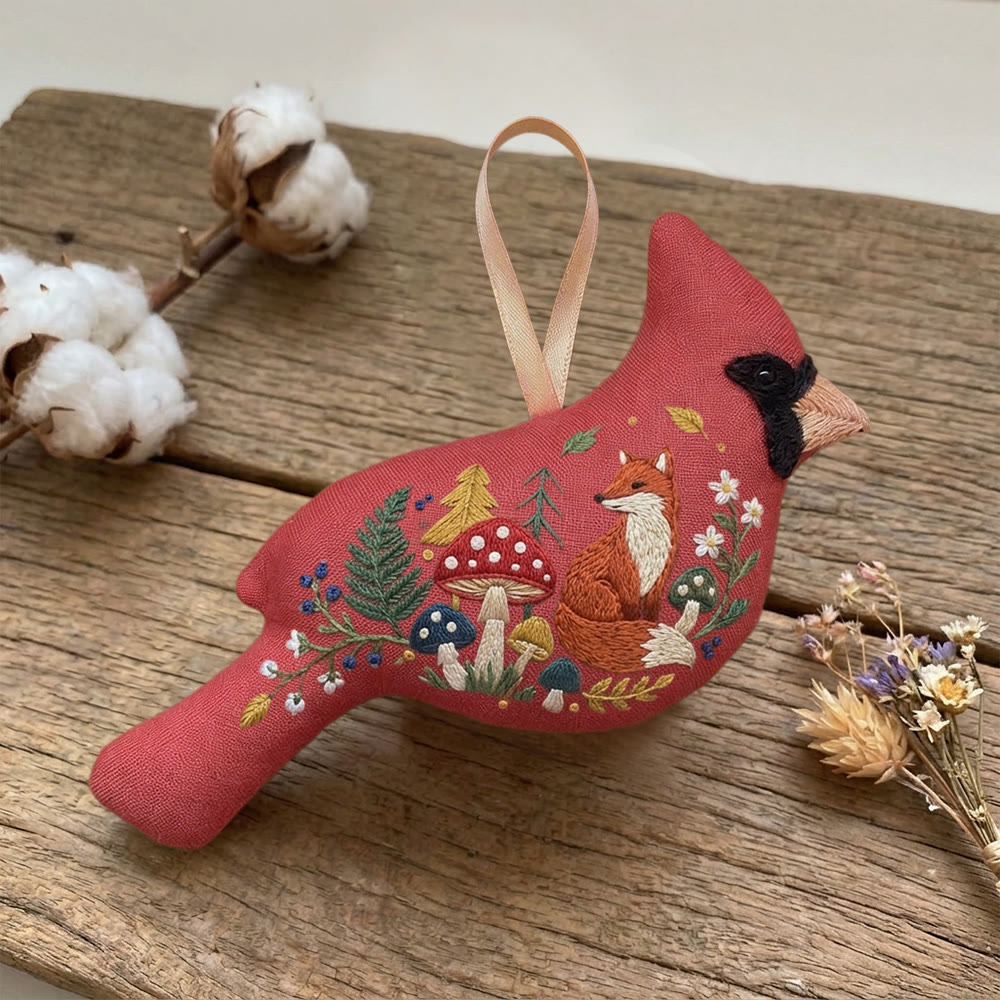 Rubbyoo Cardinal Embroidery Kit - Fox And Mushroom | Birthday Gift | Fairy Forest Decor - image 8