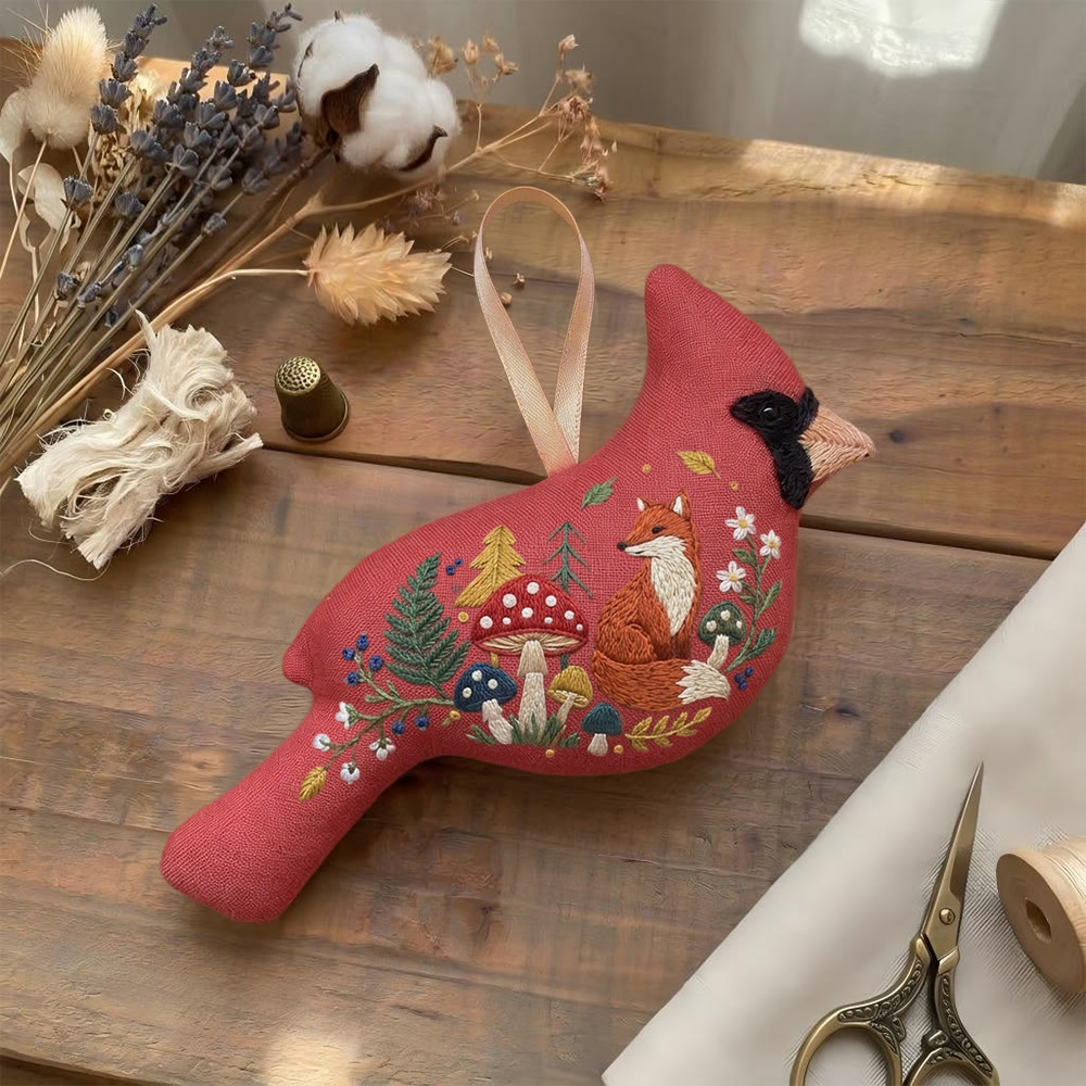 Rubbyoo Cardinal Embroidery Kit - Fox And Mushroom | Birthday Gift | Fairy Forest Decor - image 6