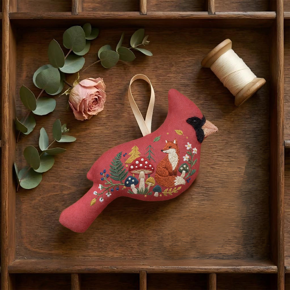 Rubbyoo Cardinal Embroidery Kit - Fox And Mushroom | Birthday Gift | Fairy Forest Decor - image 5