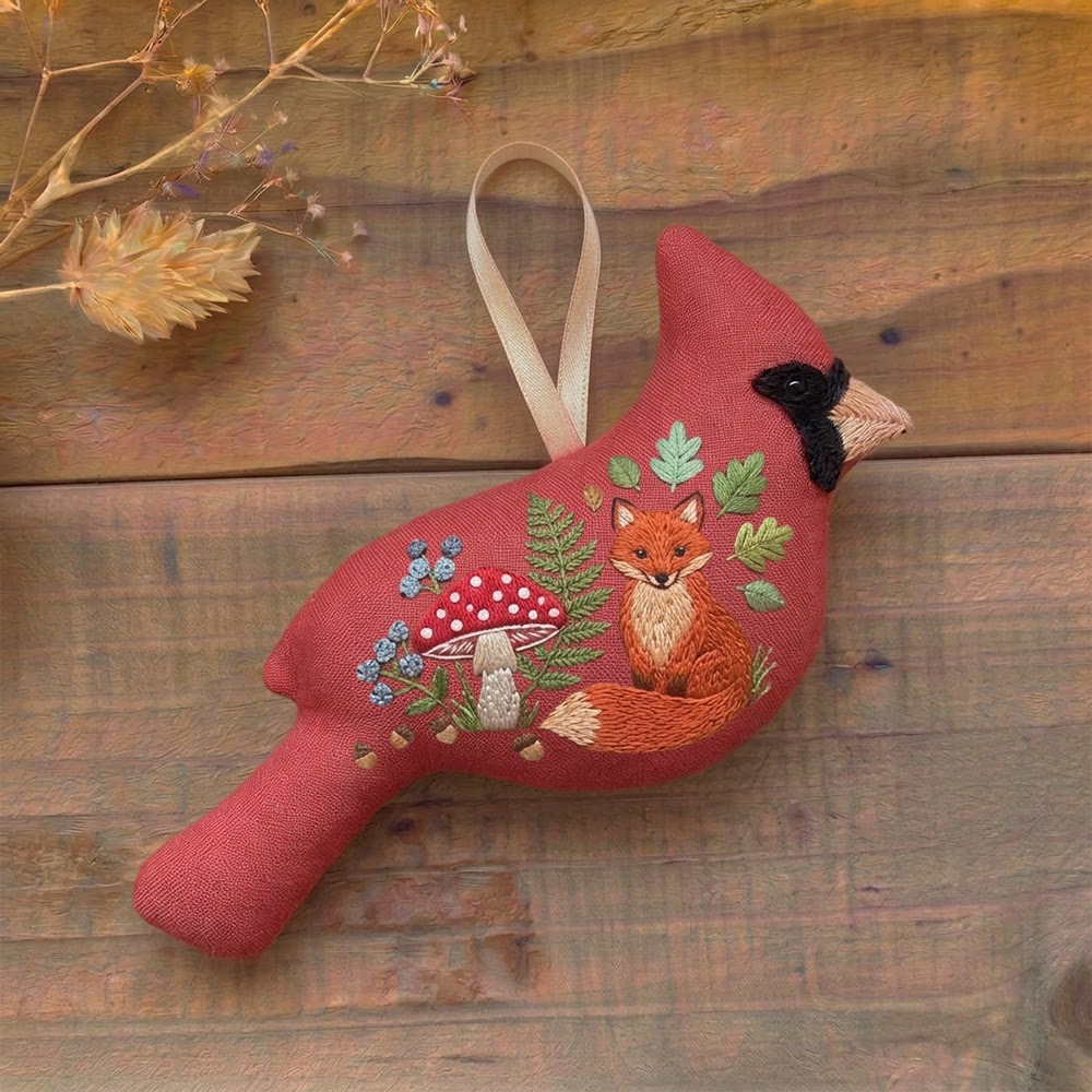 Rubbyoo Cardinal Embroidery Kit - Cute Woodland Fox | Perfect Gift For Kids | Nursery Decoration - image 2