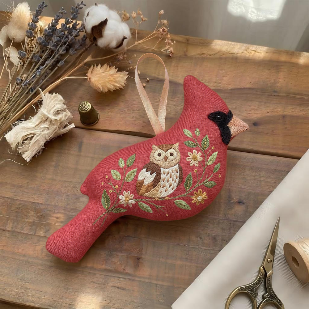 Rubbyoo Cardinal Embroidery Kit - Nature Owl Design | Handmade Gift | Cozy Home Accent - image 5