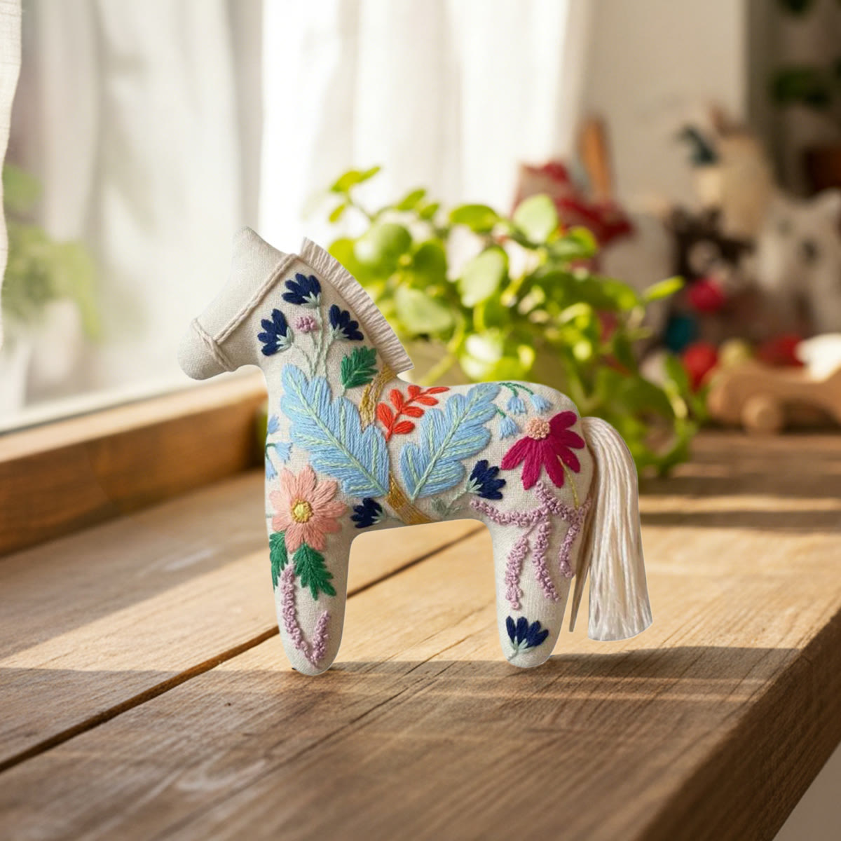 Rubbyoo Dala Horse Embroidery Kit - Vibrant Botanic | Unique Hanging Decor | Adorable Animal Craft  - image 3