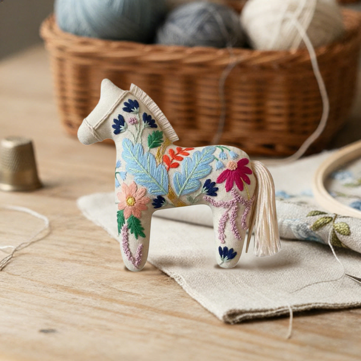 Rubbyoo Dala Horse Embroidery Kit - Vibrant Botanic | Unique Hanging Decor | Adorable Animal Craft  - image 2