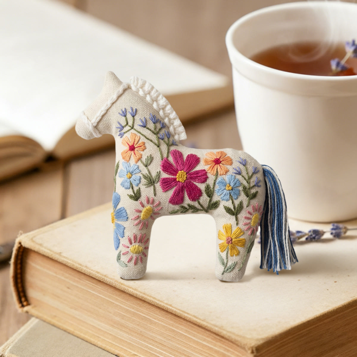 Rubbyoo Dala Horse Embroidery Kit - Spring Flower | Floral Handmade Art | Creative Animal Ornament - image 2