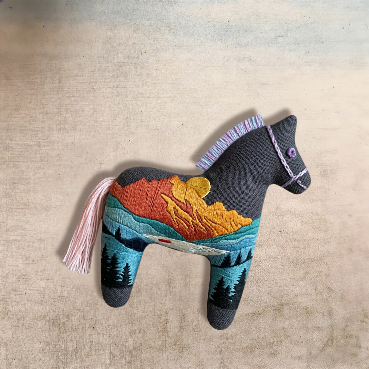 Rubbyoo Dala Horse Embroidery Kit - Sunlit Golden Mountain | Landscape Handmade Craft | Perfect Hanging Gift - image 7