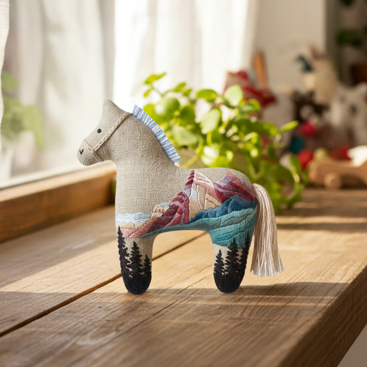 Rubbyoo Dala Horse Embroidery Kit - Mountain View | Mini Stuffed Animal Toy | Beginner Handmade Art  - image 2