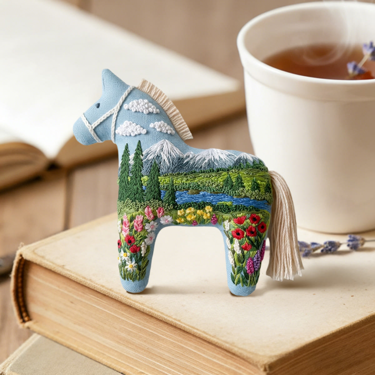 Rubbyoo Dala Horse Embroidery Kit - Sunny Day | Sewing Hanging Ornament | Lovely Pony Toy - image 2
