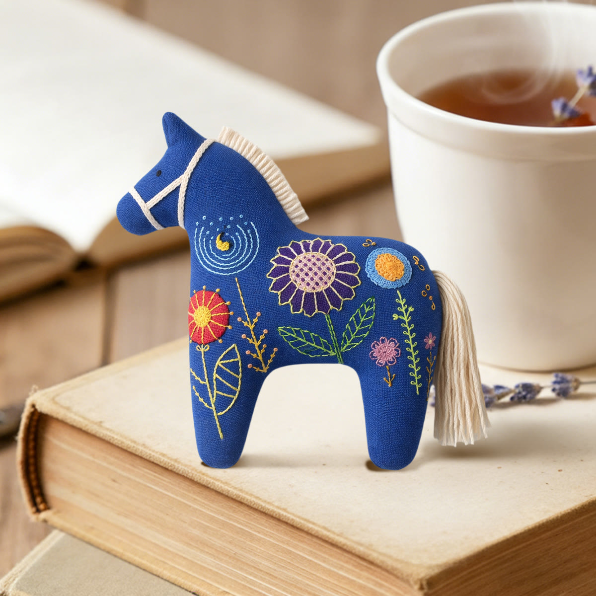 Rubbyoo Dala Horse Embroidery Kit - Little Flower | Floral Stitch Craft | Diy Animal Ornament - image 2