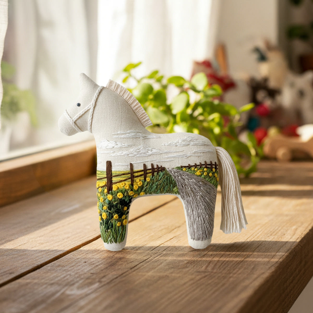 Rubbyoo Dala Horse Embroidery Kit - Suburban Scenery | Stuffed Handmade Toy | Unique Home Decor - image 2