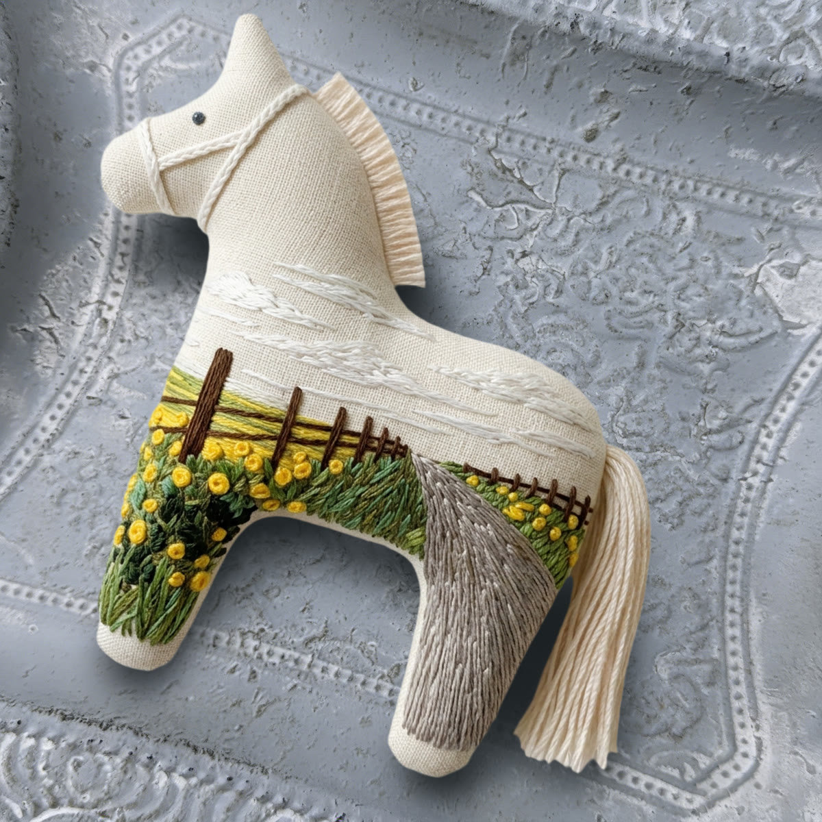 Rubbyoo Dala Horse Embroidery Kit - Suburban Scenery | Stuffed Handmade Toy | Unique Home Decor - image 8