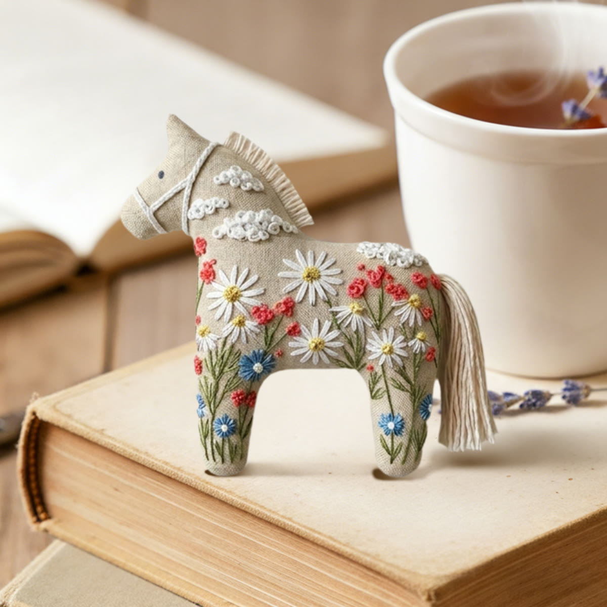 Rubbyoo Dala Horse Embroidery Kit - Daisy Flowers | Decorative Holiday Art | Perfect Handmade Gift - image 4