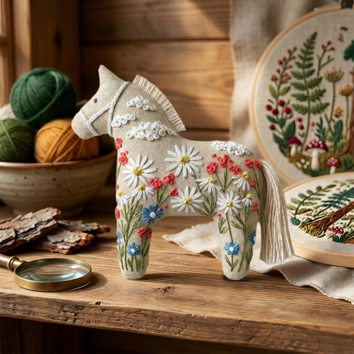 Rubbyoo Dala Horse Embroidery Kit - Daisy Flowers | Decorative Holiday Art | Perfect Handmade Gift - image 5