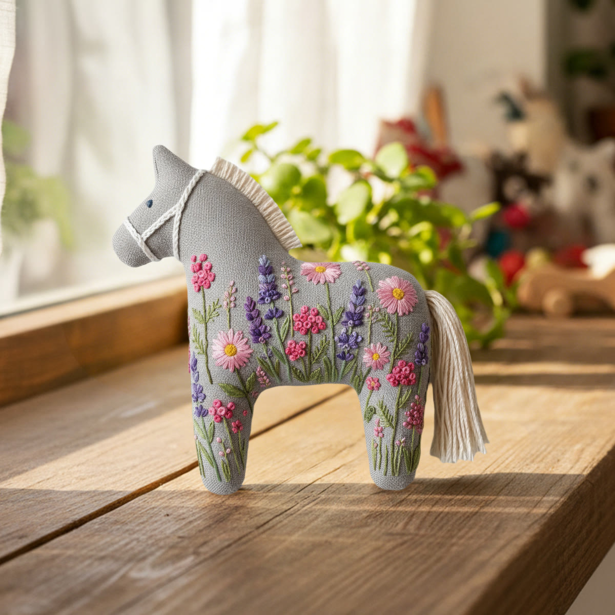 Rubbyoo Dala Horse Embroidery Kit - Pink And Purple Flower | Diy Handcrafted Art | Precious Gift For Her - image 2